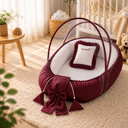Baby Cradle & Nest Bed Full Set Combo | Complete Newborn Sleep Solution with Mosquito Net & Accessories