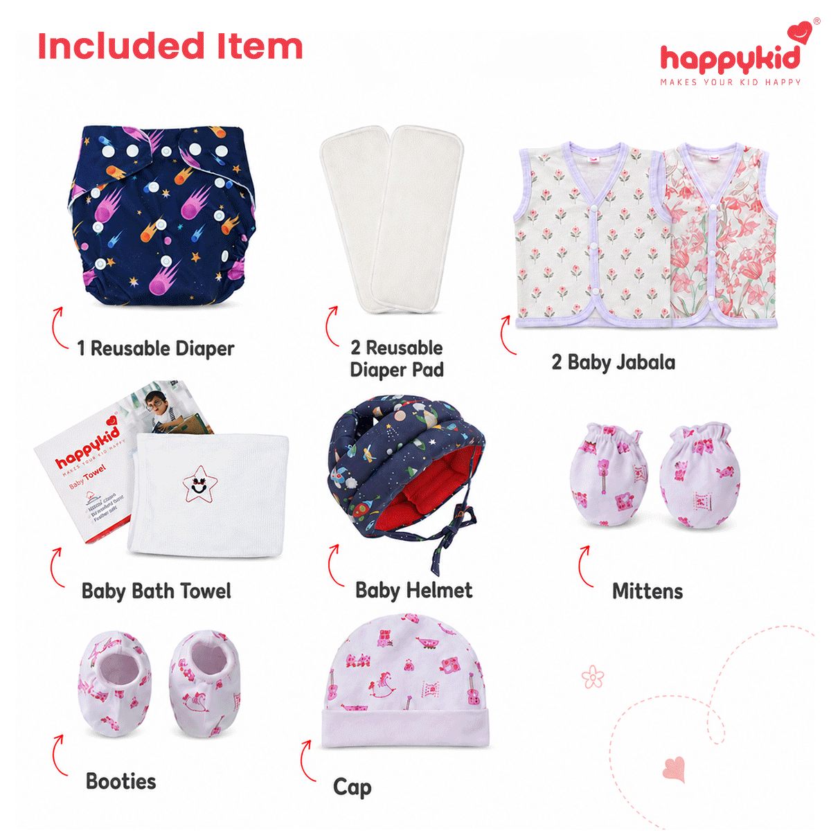 HappyKid Newborn Baby Essentials 10-Piece Combo Set