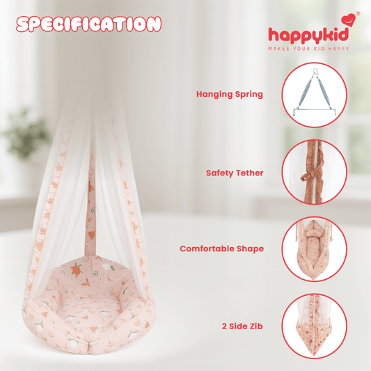 Angel Baby Cradle with Spring & Pillow – Hanging Newborn Cradle
