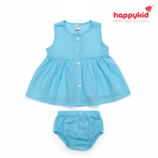 Baby Girls Voile Cotton Dress Set (0–3 Months)
