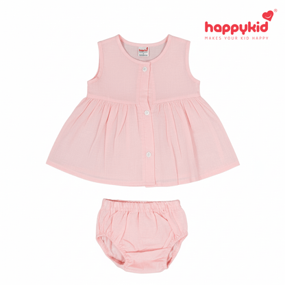 Baby Girls Voile Cotton Dress Set (0–3 Months)