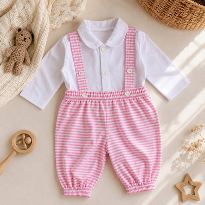 Rex Cotton Baby Suspender Outfit Set – Shirt & Pants