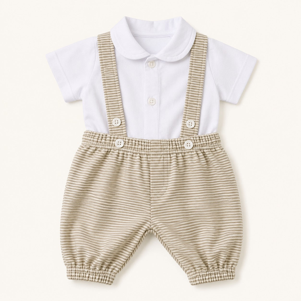 Rex Cotton Baby Suspender Outfit Set – Shirt & Pants