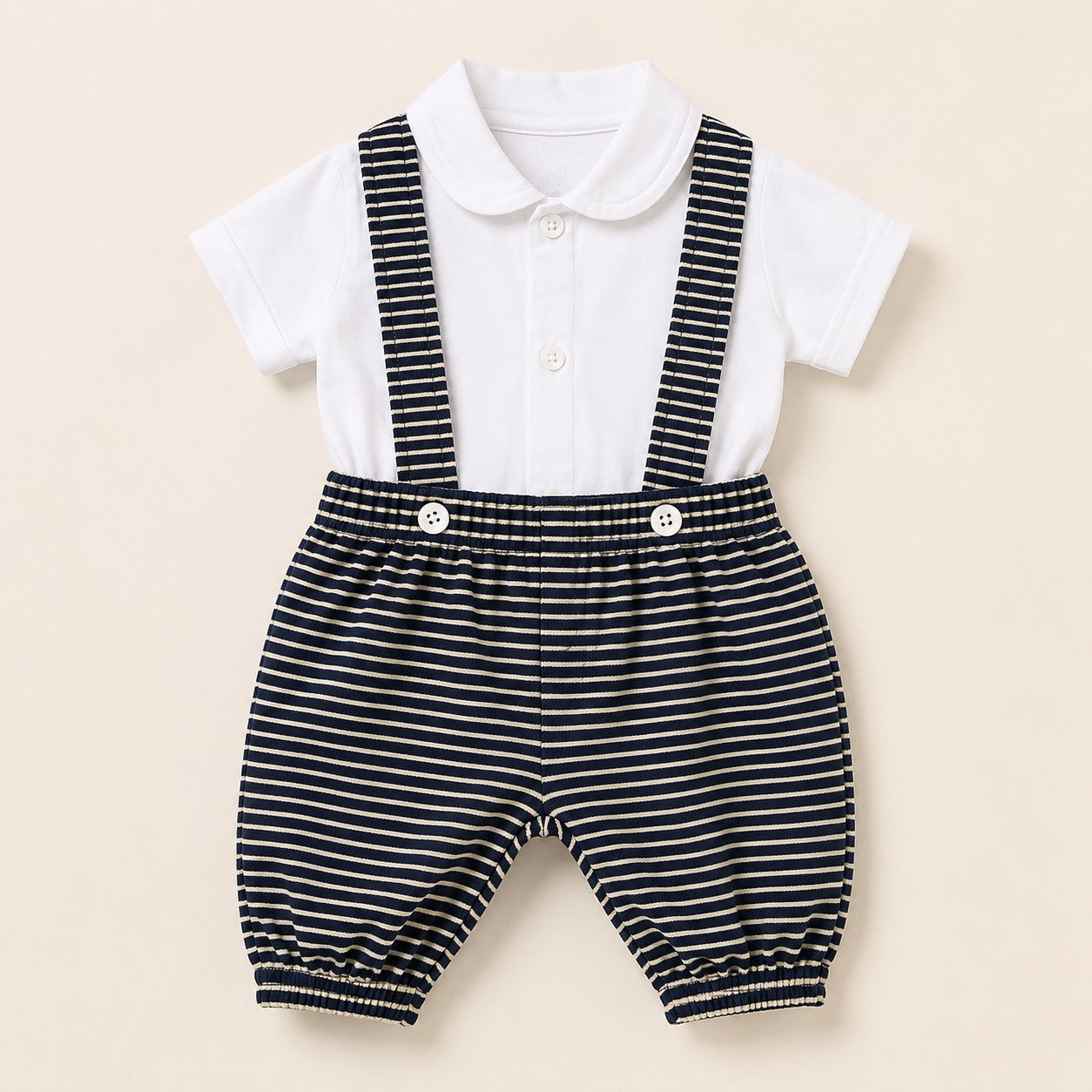 Rex Cotton Baby Suspender Outfit Set – Shirt & Pants