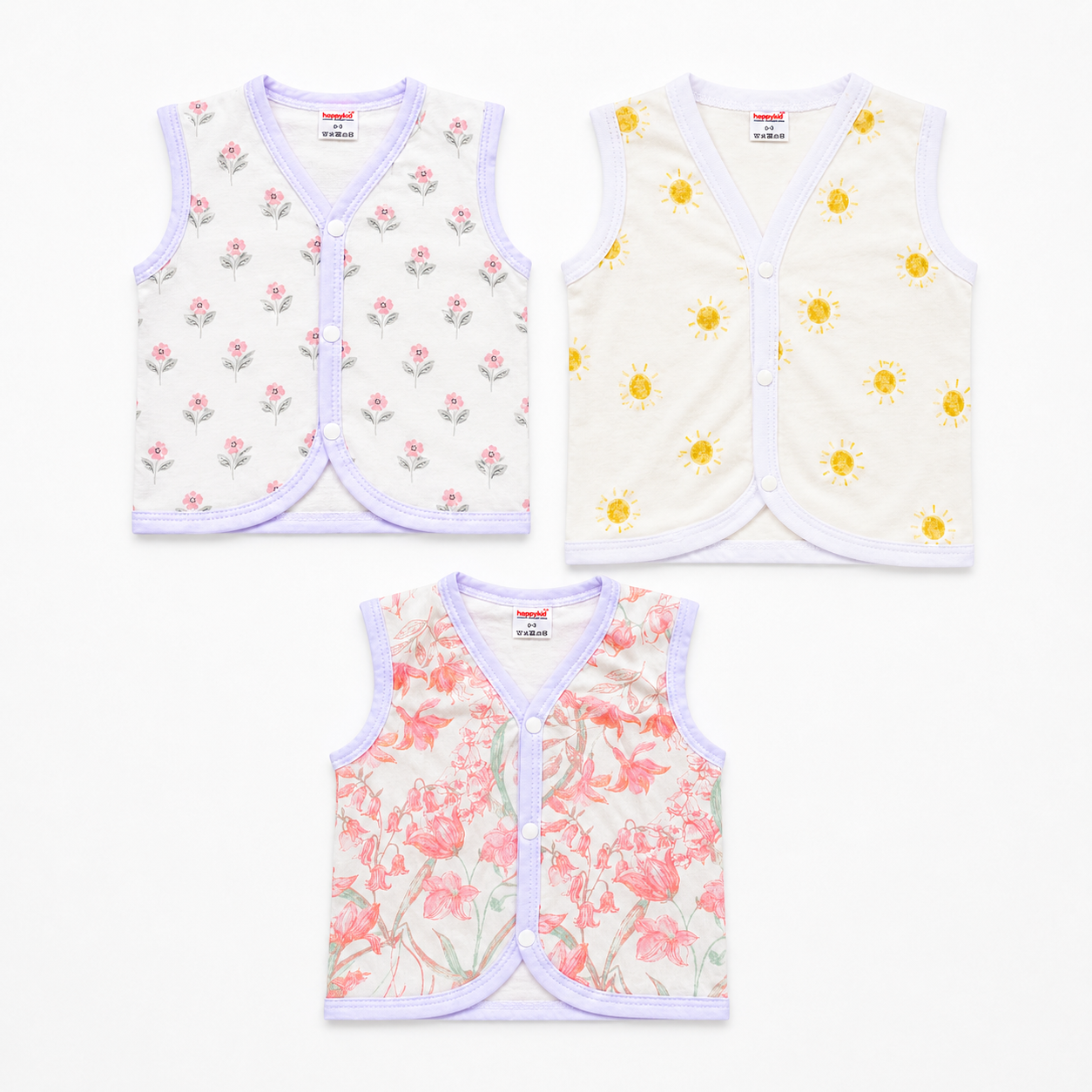HappyKid Cotton Baby Jabala 0–6 Months – 3 Pack