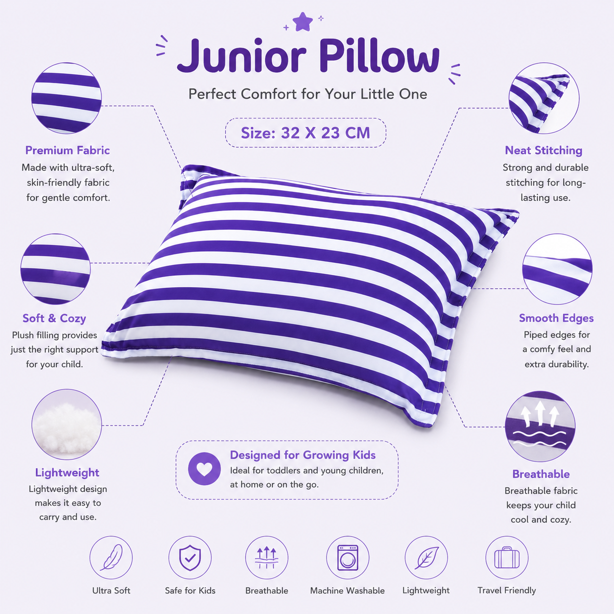 Junior Kids Pillow 32 x 23 cm