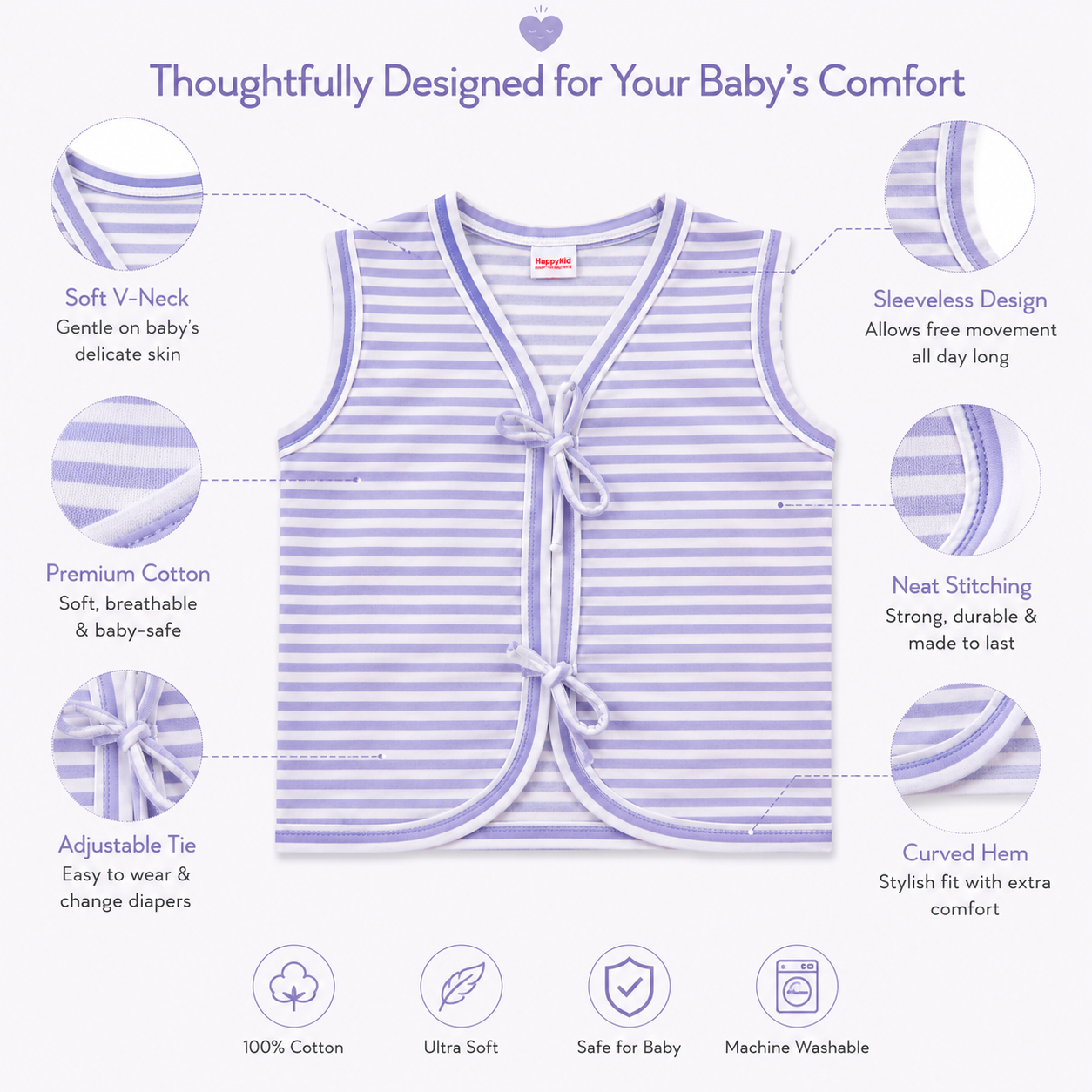 HappyKid Cotton Knot Jhablas 6 Pack | 0–6 Months