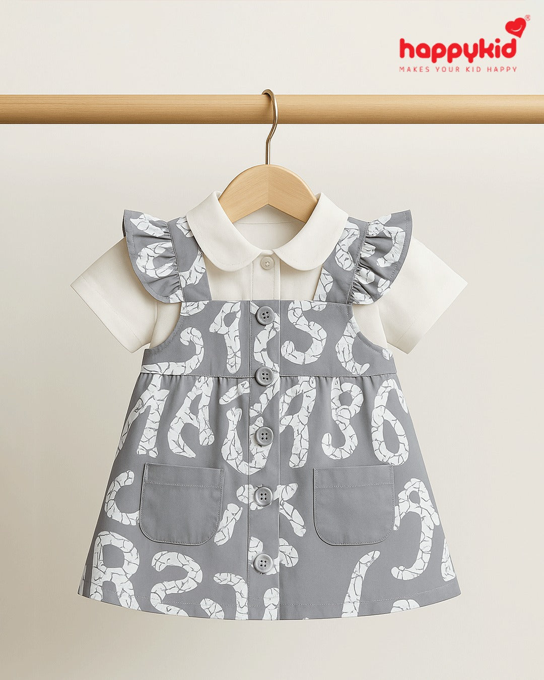 HappyKid Baby Girls Cotton Dress with Inner Tee – AYLIN Style | Soft Woven & Interlock Fabric