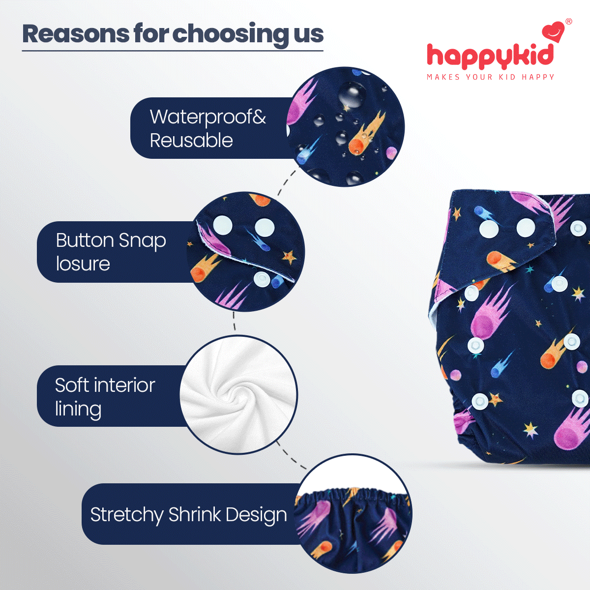 Baby Cloth Diaper Combo – 3 Diapers & 6 Insert Pads