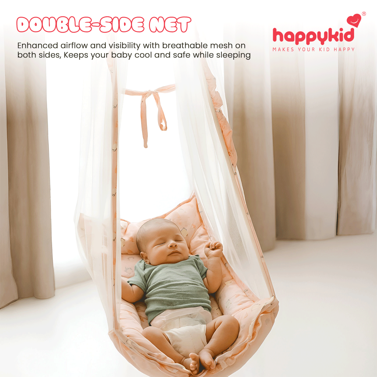 Breathable mesh baby cradle for newborn comfort and airflow
