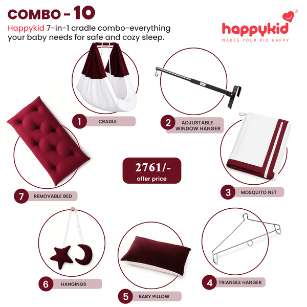 Premium Baby Hanging Cradle Complete Set with Adjustable Window Hanger – 7 in 1 | Combo 10