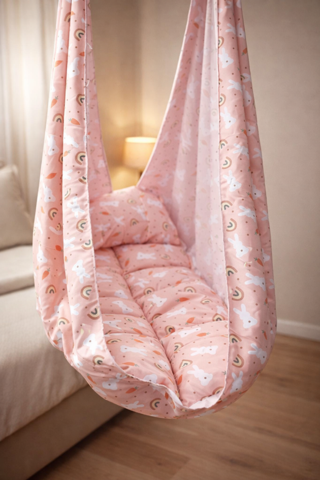 HappyKid Baby Bed Cradle Combo with Adjustable Window Hanger & Triangle Spring – 5 in 1 | Combo 6