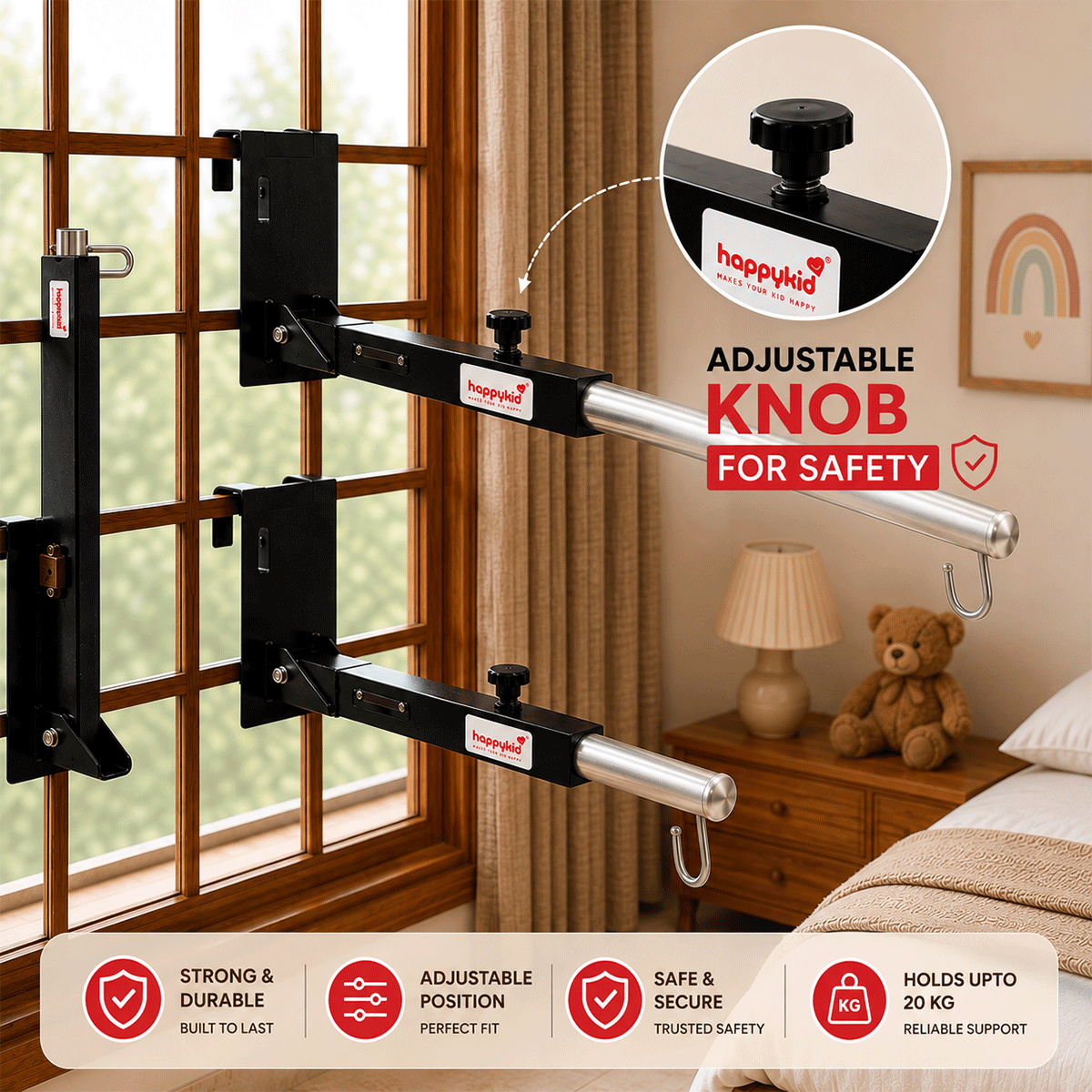 Adjustable Window Cradle Hanger – Heavy Duty Steel Baby Swing Support