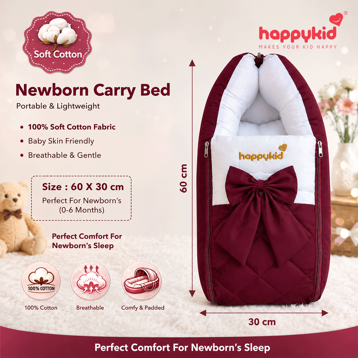 Baby Nest & Carry Bed Combo | 3-in-1 Newborn Sleep Solution