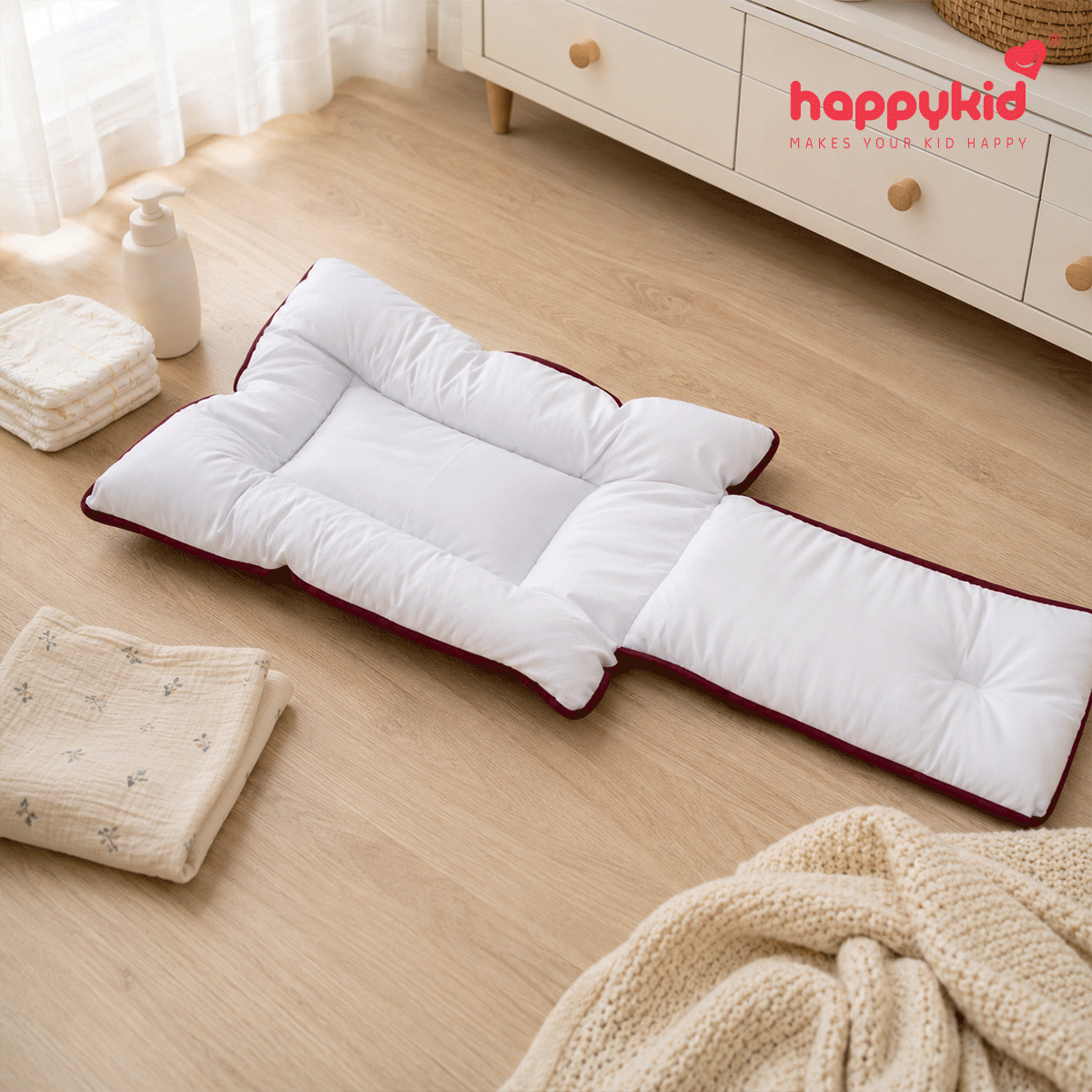 HappyKid Premium Cotton Baby Carry Bed | 3-in-1 Newborn Sleeping Nest