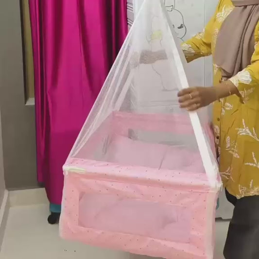 HappyKid Royal Zip Baby Cradle with Mosquito Net – 0–18 Months